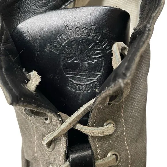 Timberland Authentic Chukka Mens 13 Lace-Up Boots Canvas Black Leather High Top