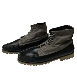 Timberland Authentic Chukka Mens 13 Lace-Up Boots Canvas Black Leather High Top