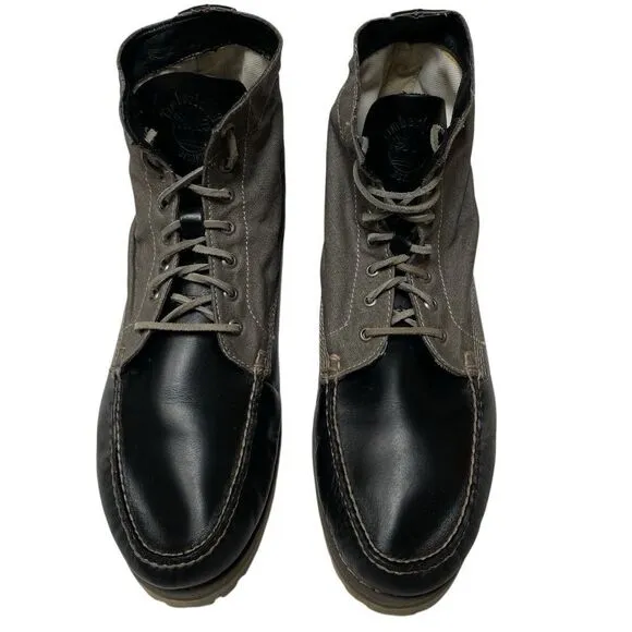 Timberland Authentic Chukka Mens 13 Lace-Up Boots Canvas Black Leather High Top