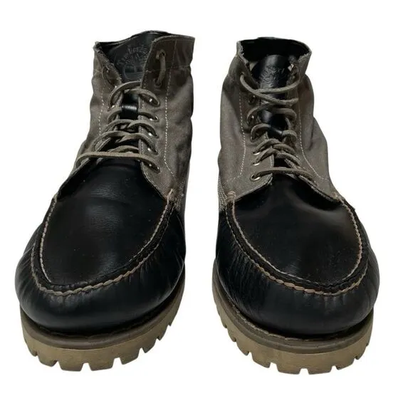 Timberland Authentic Chukka Mens 13 Lace-Up Boots Canvas Black Leather High Top