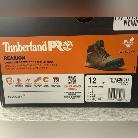Timberland PRO Men's Reaxion Mid Composite Safety Toe Waterproof Boots Size 12
