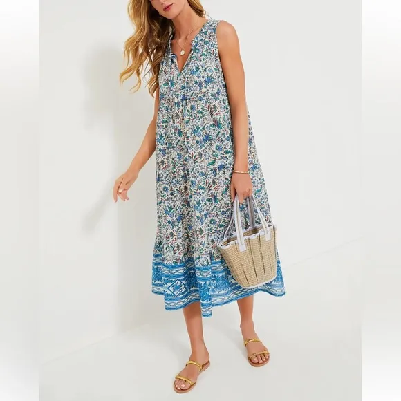 TNUCK BEACH Cornflower Whimsy Salty Paloma Caftan