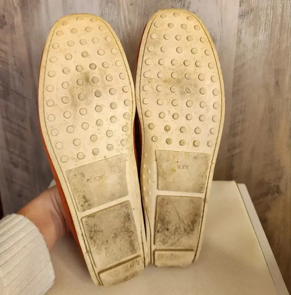 TOD'S Men's Tangerine Pebbled Leather Moccasins Loafers Size 10 US