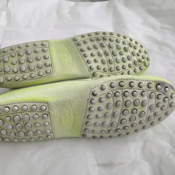 Tod's Neon Two Tone Leather Penny Slip On driving Gommino Loafers size 37.5