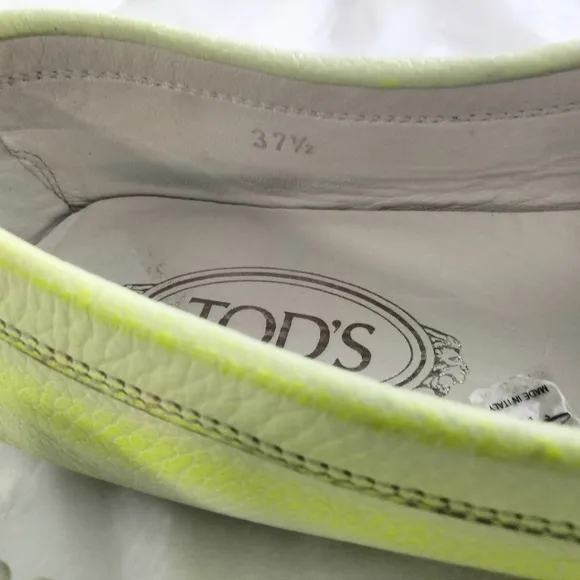 Tod's Neon Two Tone Leather Penny Slip On driving Gommino Loafers size 37.5
