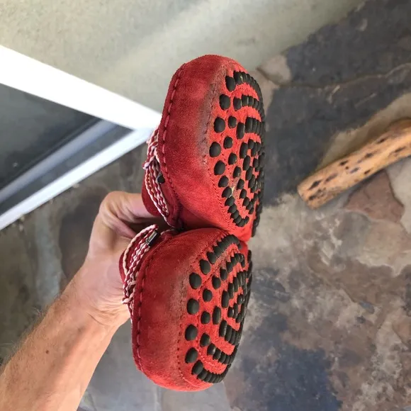 Tod’s red suede driving loafers