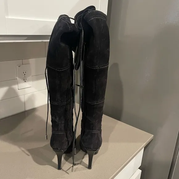 Tod’s suede thigh high heel boots