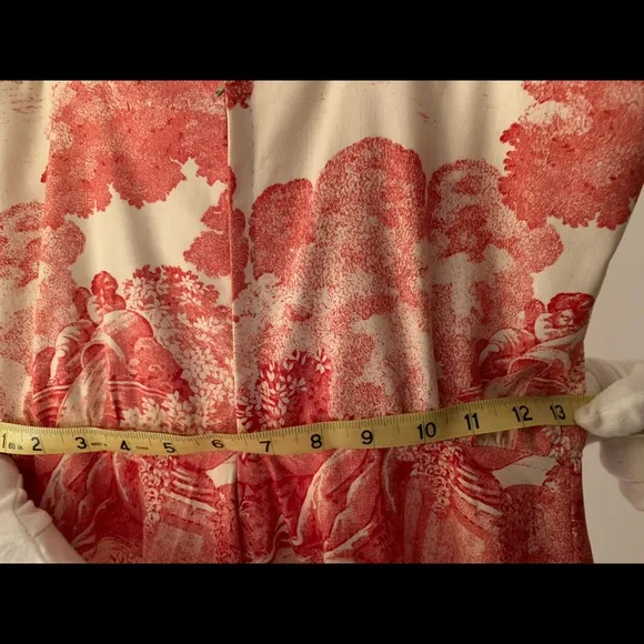 Toile red and white dress