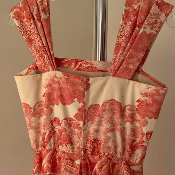 Toile red and white dress