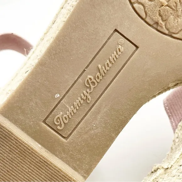 TOMMY BAHAMA Amalia Rose Almond Toe Elastic Ankle Strap Wedge Sandals, Size 7.5