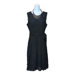 Tommy Hilfiger Black Polka Dot Sleeveless Dress 14 Fit &amp; Flare Belted Classic