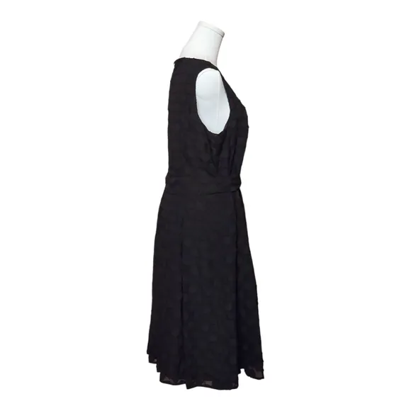 Tommy Hilfiger Black Polka Dot Sleeveless Dress 14 Fit &amp; Flare Belted Classic