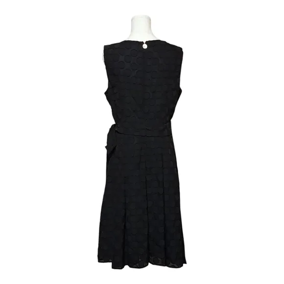 Tommy Hilfiger Black Polka Dot Sleeveless Dress 14 Fit &amp; Flare Belted Classic