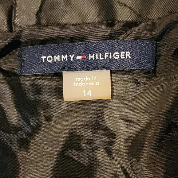 Tommy Hilfiger Black Polka Dot Sleeveless Dress 14 Fit &amp; Flare Belted Classic