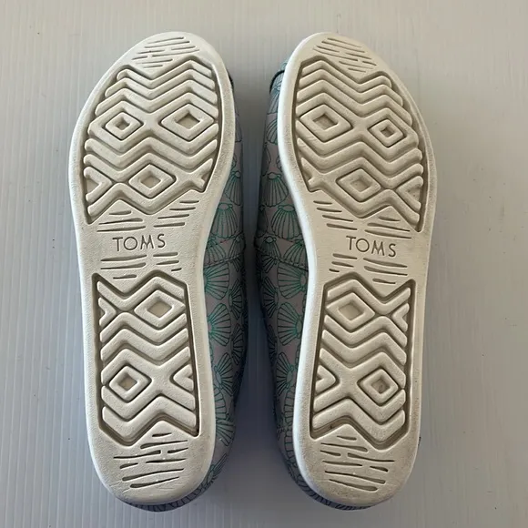 Toms Alpargata Lavender Blue Mermazing Seashell Print Canvas Slip On Flats W 8