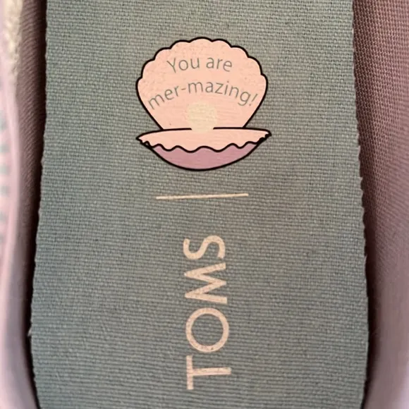 Toms Alpargata Lavender Blue Mermazing Seashell Print Canvas Slip On Flats W 8