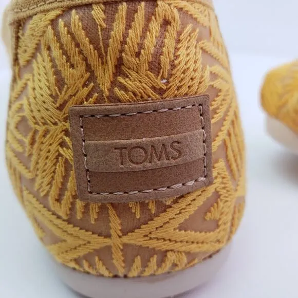 Toms Alpargata Womens Size 10 Golden Yellow Geo Lace Flats Loafer Shoes 10016242