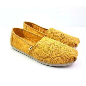 Toms Alpargata Womens Size 10 Golden Yellow Geo Lace Flats Loafer Shoes 10016242