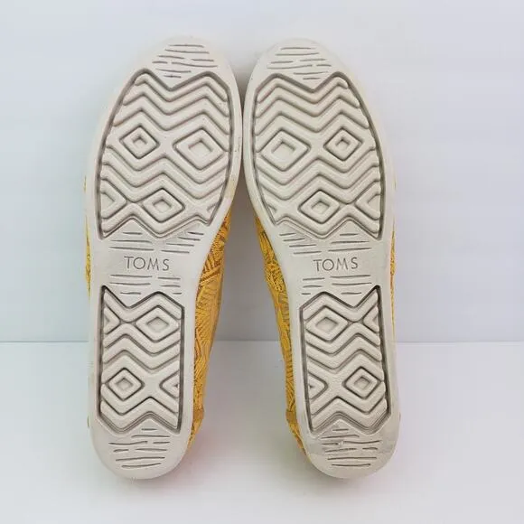 Toms Alpargata Womens Size 10 Golden Yellow Geo Lace Flats Loafer Shoes 10016242