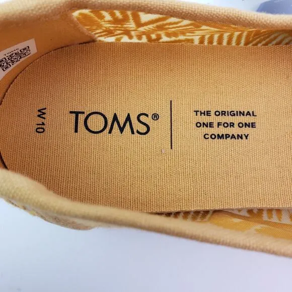 Toms Alpargata Womens Size 10 Golden Yellow Geo Lace Flats Loafer Shoes 10016242