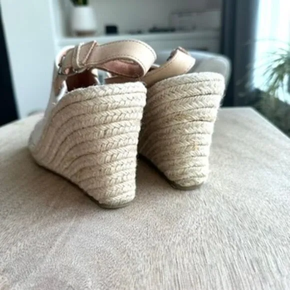 TOMS Monica Wedge Slingback Espadrilles Natural, Size 9.5 - Very Good Condition