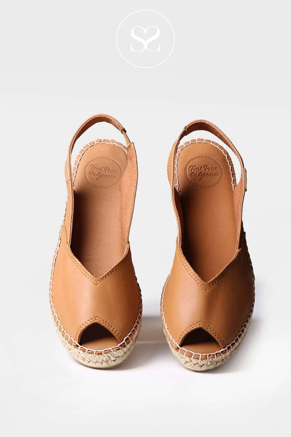 TONI PONS BERNIA TAN LOW WEDGE PEEP TOE ESPADRILLE SANDAL