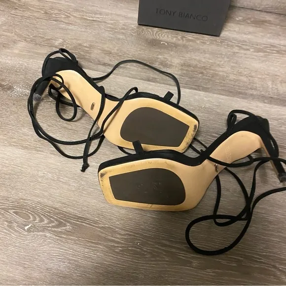 Tony Bianco | Fleur Lace Up Sandals In Black Suede Size 9 NEW