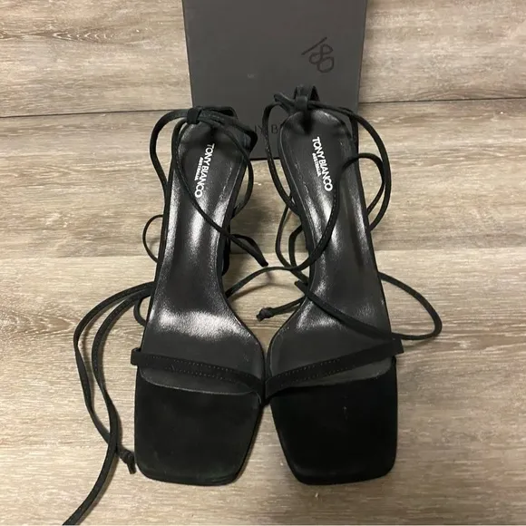 Tony Bianco | Fleur Lace Up Sandals In Black Suede Size 9 NEW