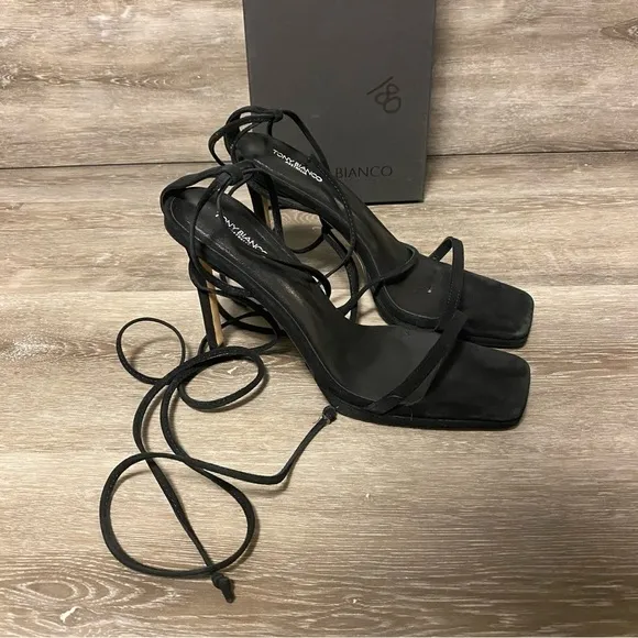 Tony Bianco | Fleur Lace Up Sandals In Black Suede Size 9 NEW