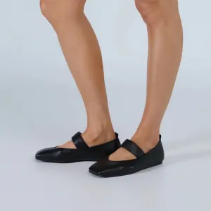 Tony Bianco Hawaii Mary Jane Flats - Black Nappa Leather