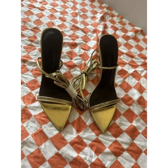 Tony Bianco Millie Sandals Heels Gold Foil