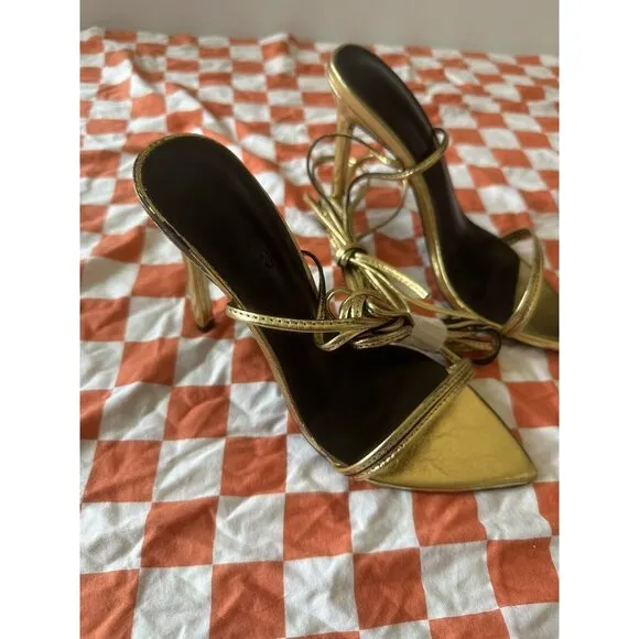 Tony Bianco Millie Sandals Heels Gold Foil