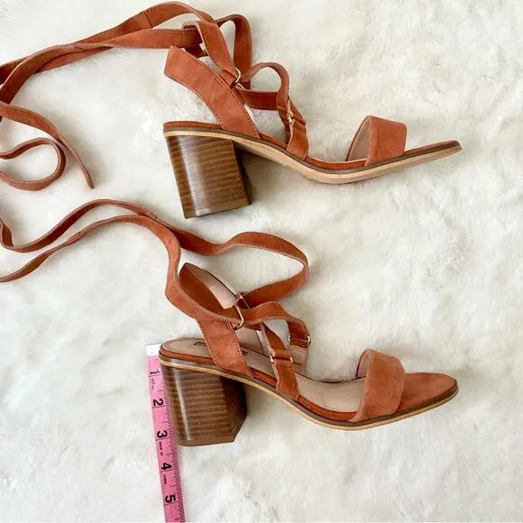 Topshop Orange Suede Wrap Ankle Sandals Size 5.5