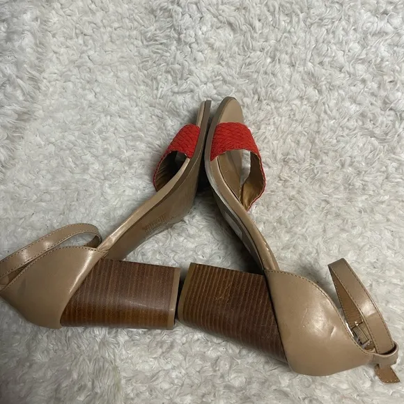 Torrid Women's Synthetic Red braided &amp;Tan ankle strap Block Heel Sandals SZ12W
