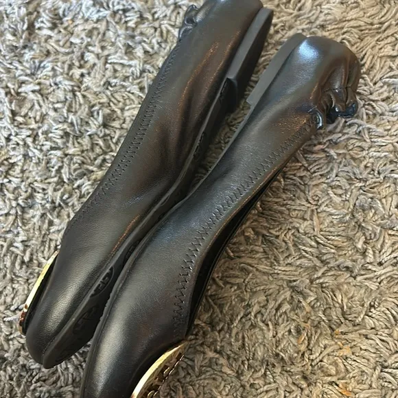 Tory Burch Black and Gold Ballet Flats