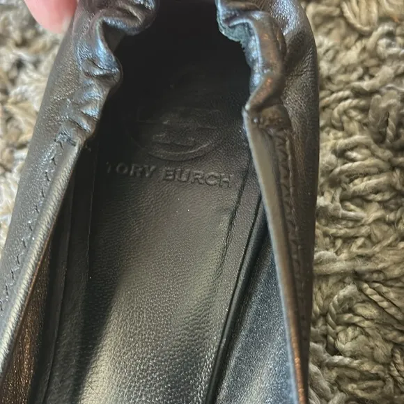 Tory Burch Black and Gold Ballet Flats
