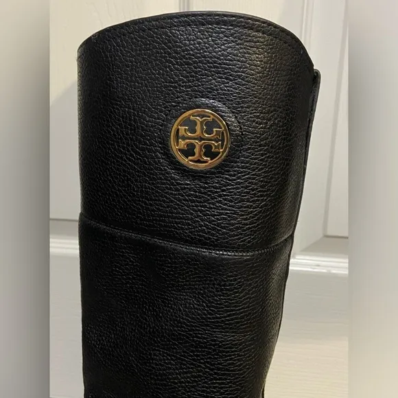 Tory Burch Black Leather Knee-High Riding Boots Women Sz 8M EUC
