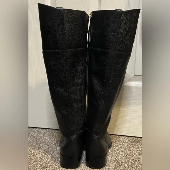 Tory Burch Black Leather Knee-High Riding Boots Women Sz 8M EUC