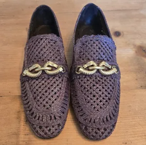 Tory Burch Brown Raffia Jessa Loafers