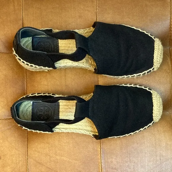 Tory Burch Catalina Wedge Espadrille Black Size 5, 2” Wedge