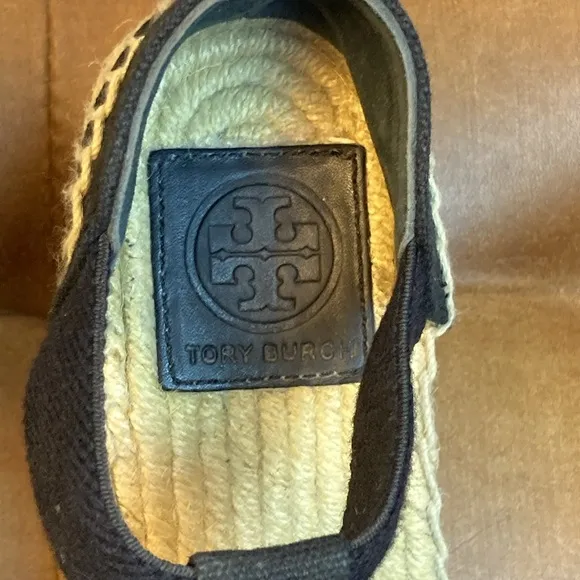 Tory Burch Catalina Wedge Espadrille Black Size 5, 2” Wedge