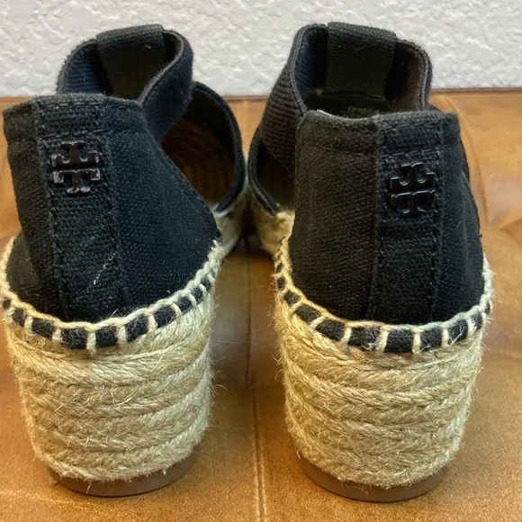 Tory Burch Catalina Wedge Espadrille Black Size 5, 2” Wedge