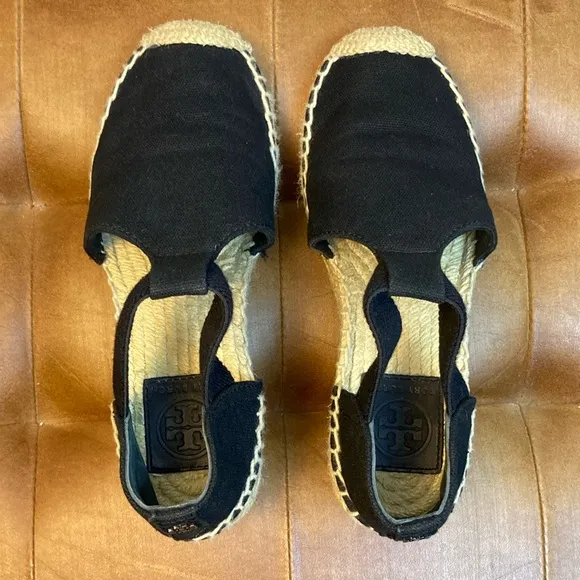 Tory Burch Catalina Wedge Espadrille Black Size 5, 2” Wedge