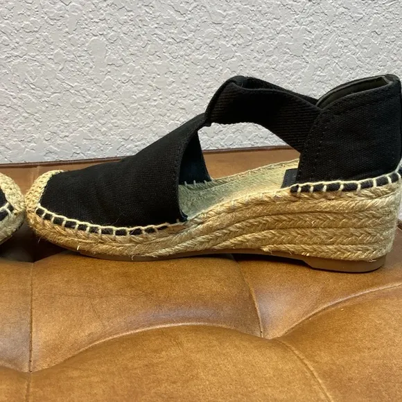 Tory Burch Catalina Wedge Espadrille Black Size 5, 2” Wedge