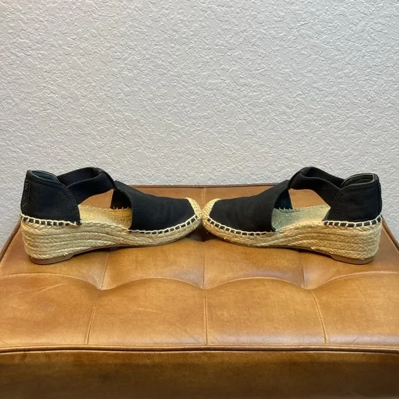 Tory Burch Catalina Wedge Espadrille Black Size 5, 2” Wedge