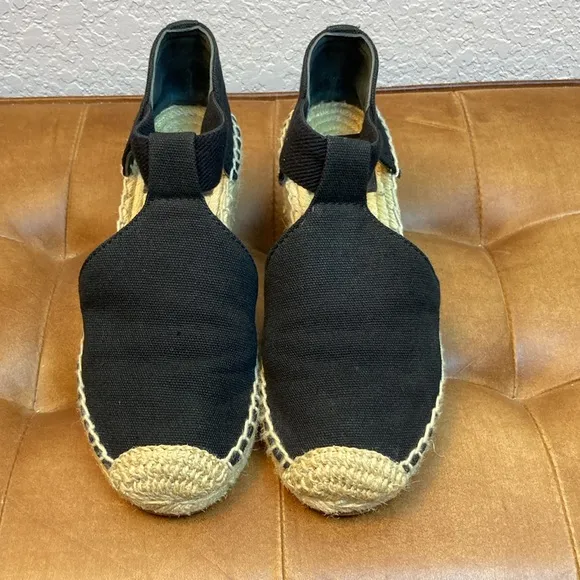 Tory Burch Catalina Wedge Espadrille Black Size 5, 2” Wedge