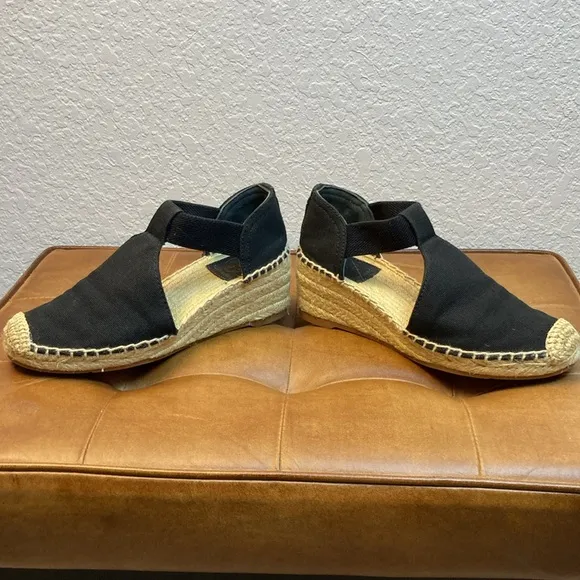 Tory Burch Catalina Wedge Espadrille Black Size 5, 2” Wedge