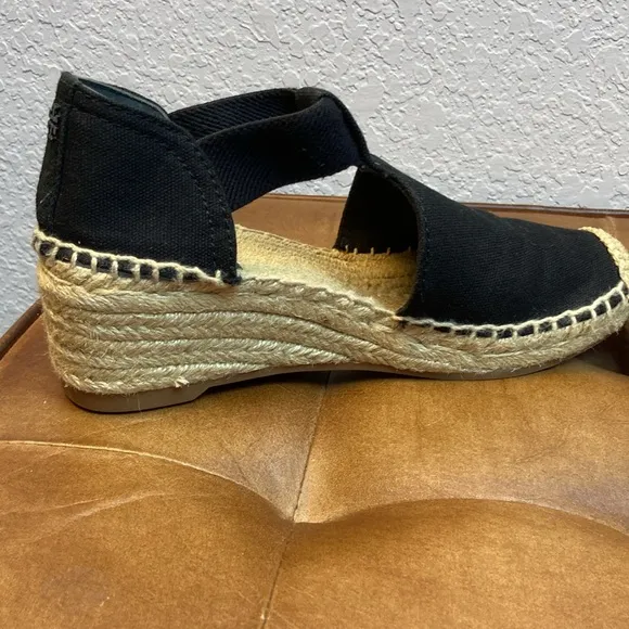 Tory Burch Catalina Wedge Espadrille Black Size 5, 2” Wedge