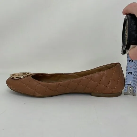 Tory Burch Claire Flats Wide Fit Leather Brown Quilted Size 7
