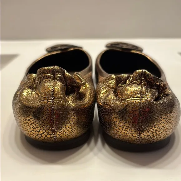 Tory Burch Gold Ballet Flats with Medallion